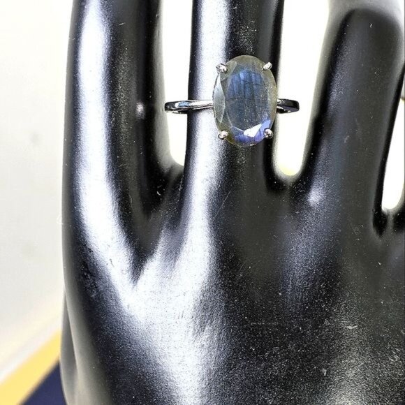 925 Sterling Silver Ring Sz 8.75 with Natural Labradorite 14x10mm Gemstone. - Picture 5 of 10
